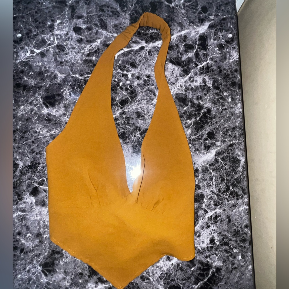 Forever 21 Brown Crop Back Tie Top